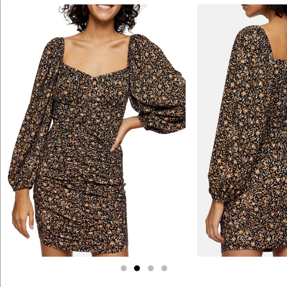 NWT Top Shop Ruched Sleeve Dress